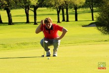 Alan Fahy on the 18th green in the final round of the Munter Strokeplay in Cork Golf Club. Picture: Niall O'Shea