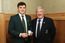 Munster Senior Golfer of the Year and Amateur Championship winner James Sugrue pictured with Liam Troy at the Munster Golf Annual Delegates Meeting. Picture: Niall O'Shea
